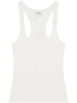 Coperni Logo Ribbed Tank Top | White | FARFETCH