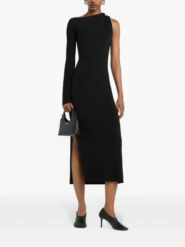 courreges asymmetric dress Oblique Rib Dress - Black - M