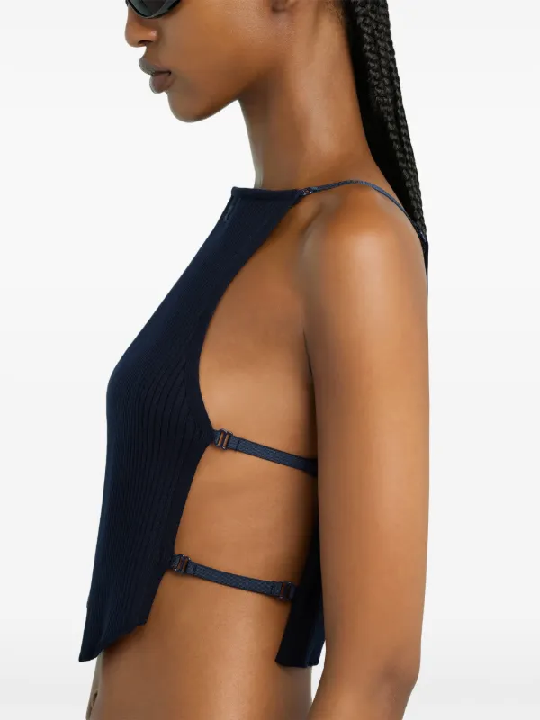 courrèges ネイビー キャミソール BACKLESS KNIT OVERALL - courrèges