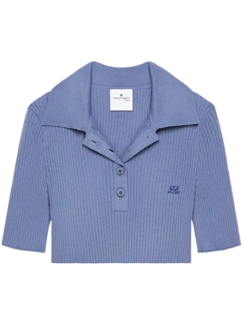 Courrèges توب بولو قصير منسوج
