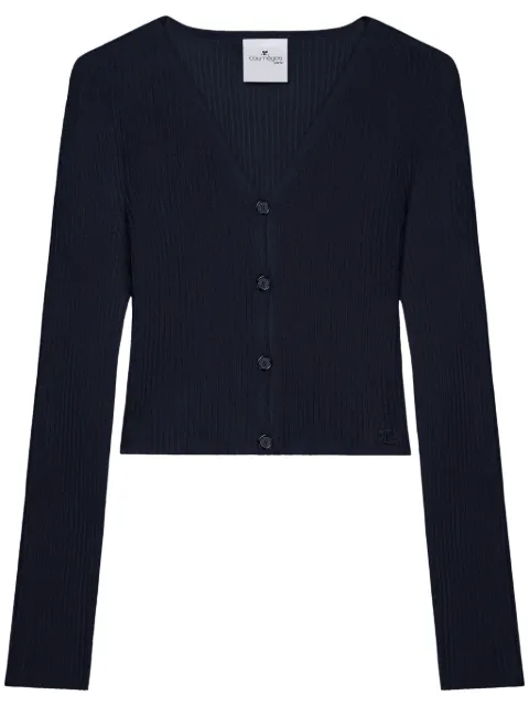 Courrèges cropped fine-ribbed cardigan