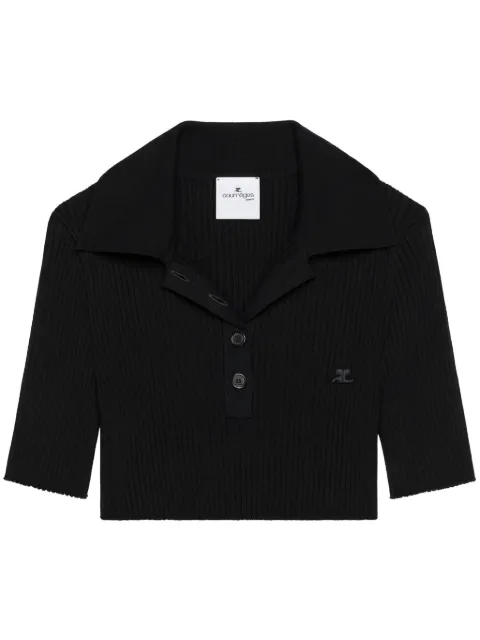 Courrèges knitted cropped polo top