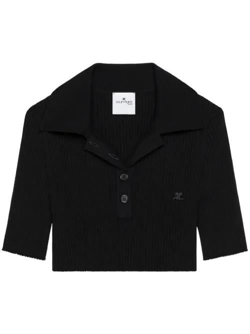 Polo crop en maille - Courrèges - Modalova
