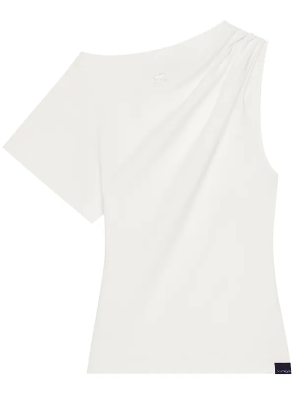 Courrèges Asymmetric Draped T-shirt in White