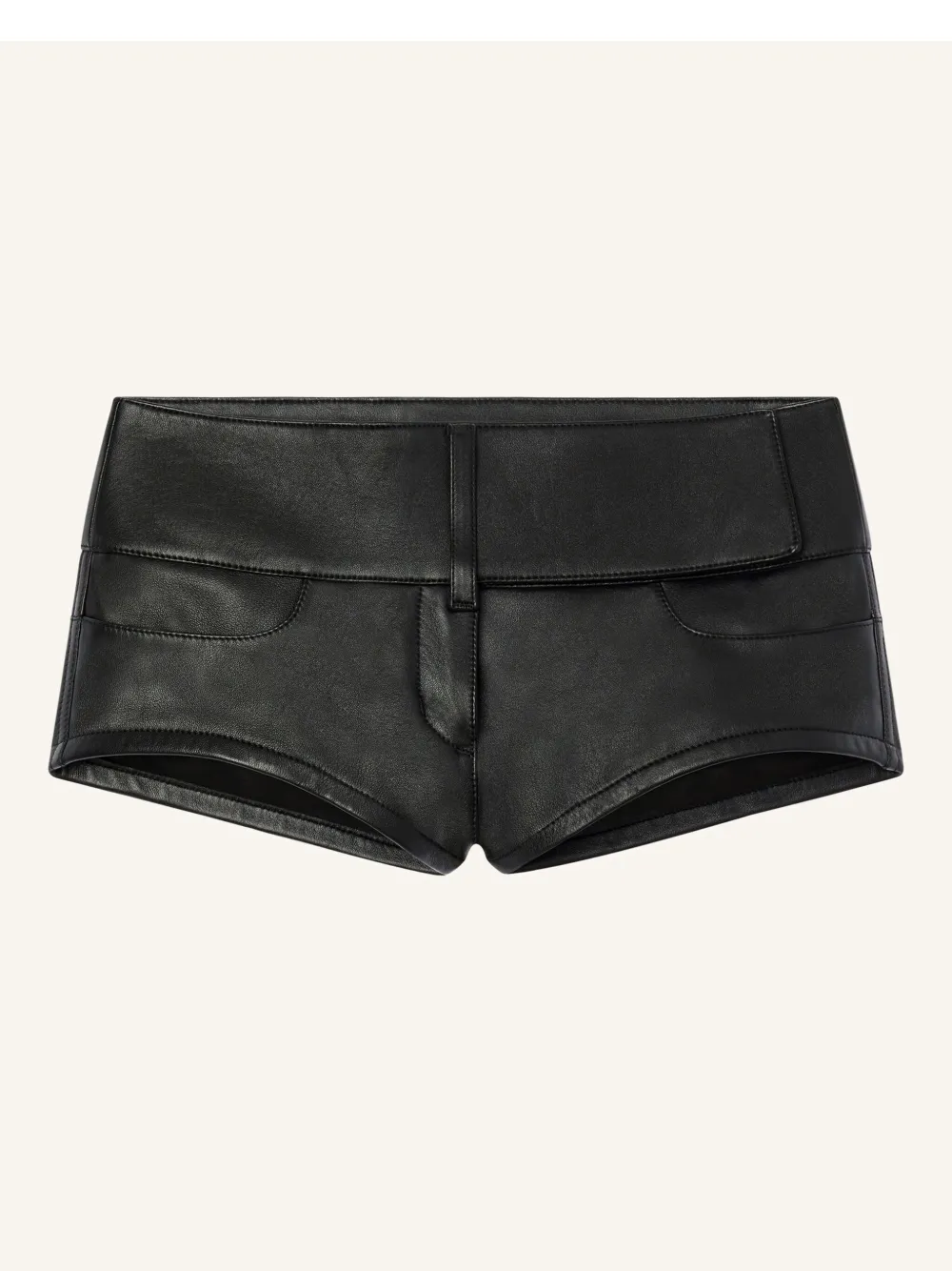 Courrèges belted leather mini shorts - Zwart