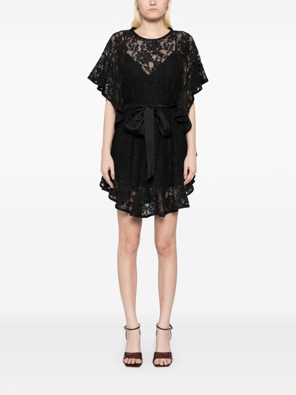 ZIMMERMANN crush lace frill tunic skirt - Zwart