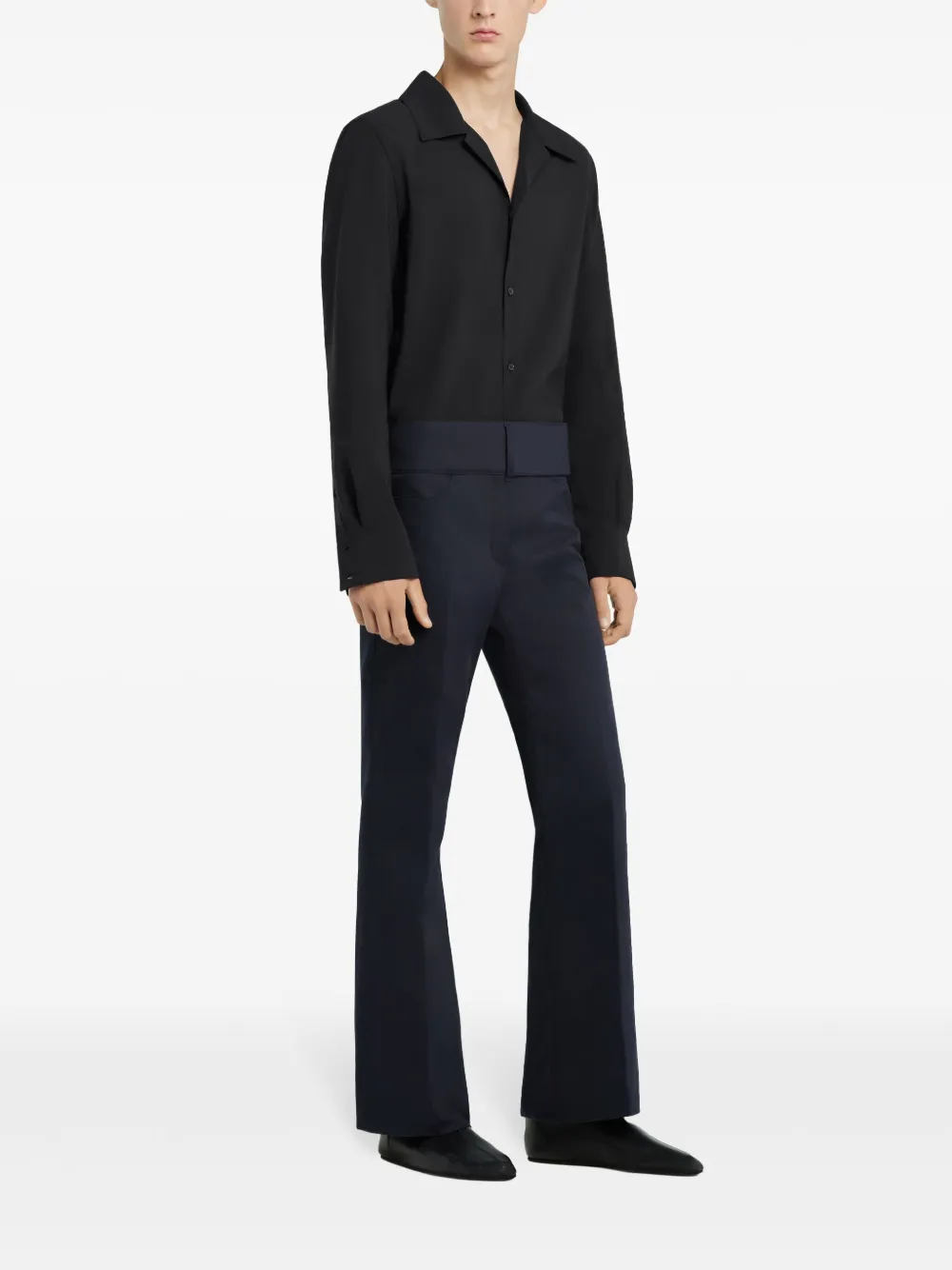 Shop Courrèges Camp Collar Shirt In Black