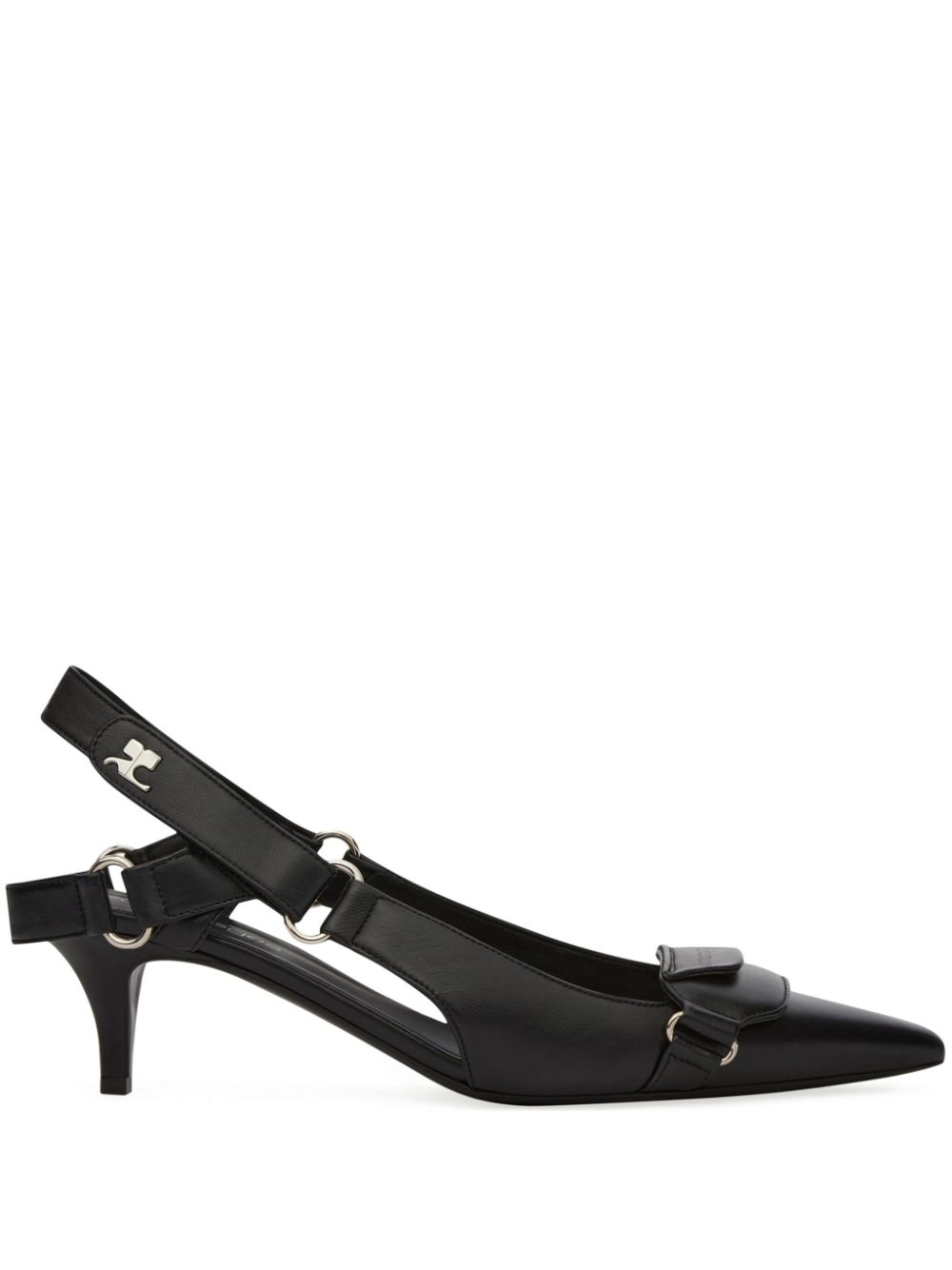 Courrèges 50mm Racer slingback pumps Black