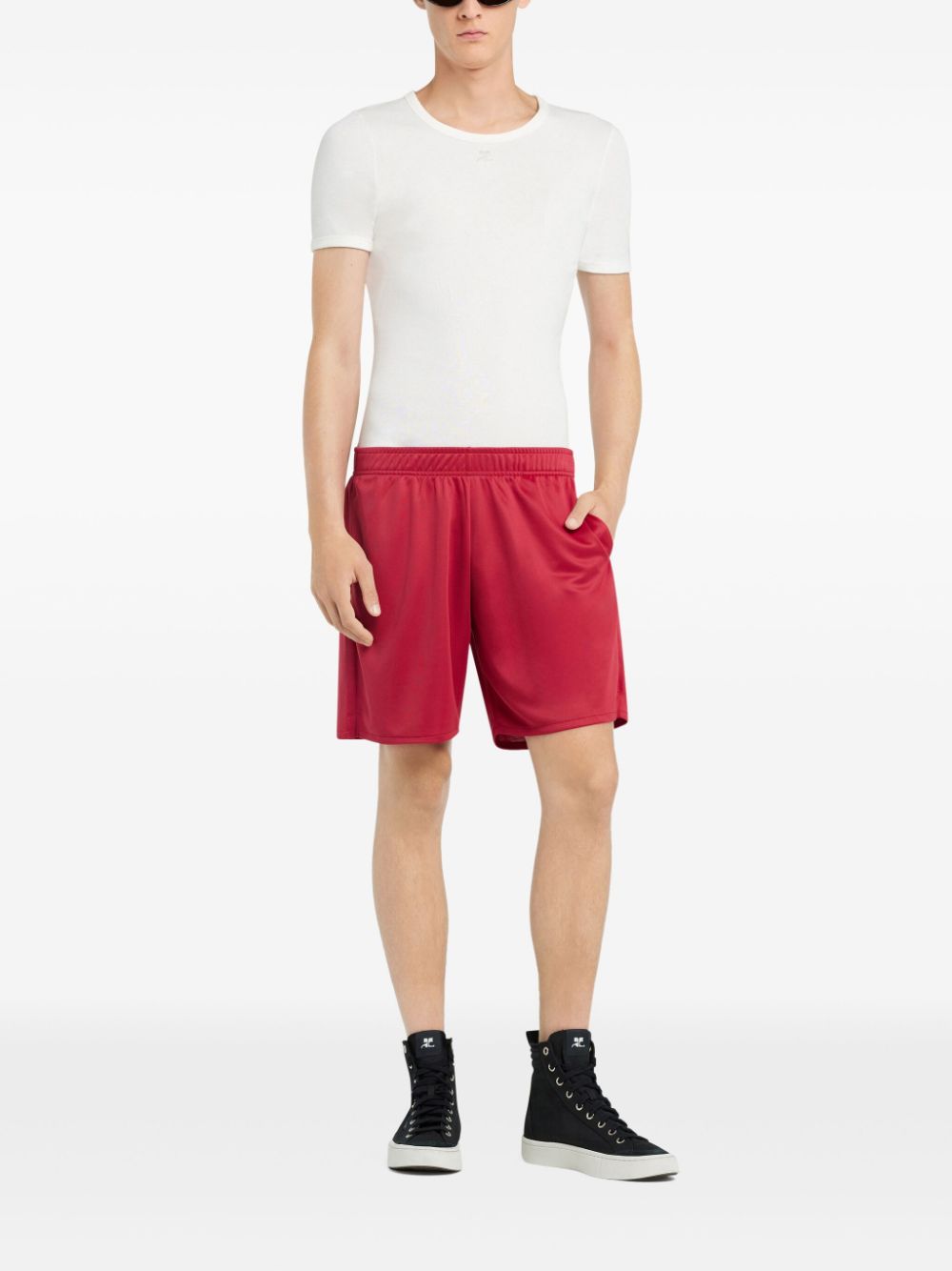 Courrèges logo-patch shorts - Rood