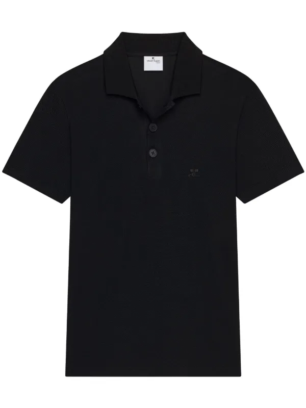 Courrèges Piqué Polo Shirt in Black