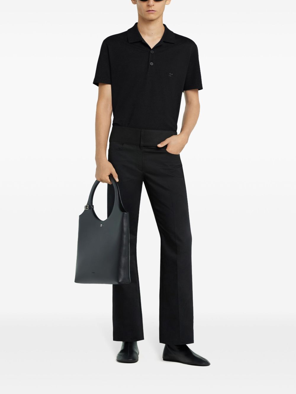 Courrèges Piqué poloshirt - Zwart