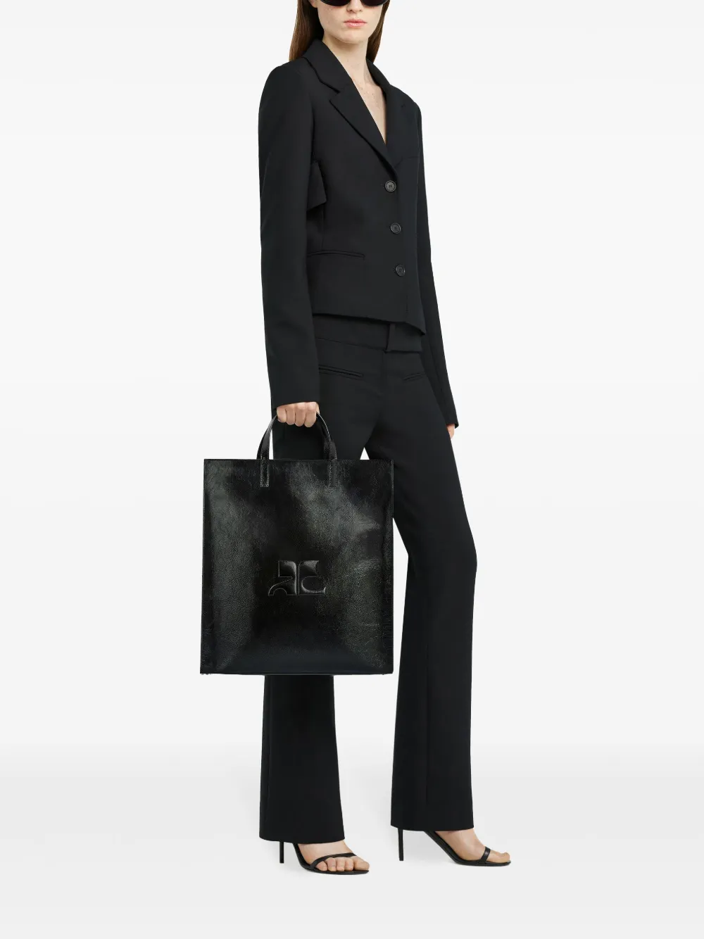 Shop Courrèges Naplack Tote Bag In Black