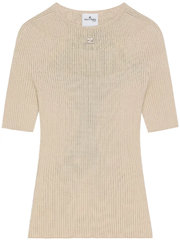 Courrèges Solar Knitted Top in Neutrals