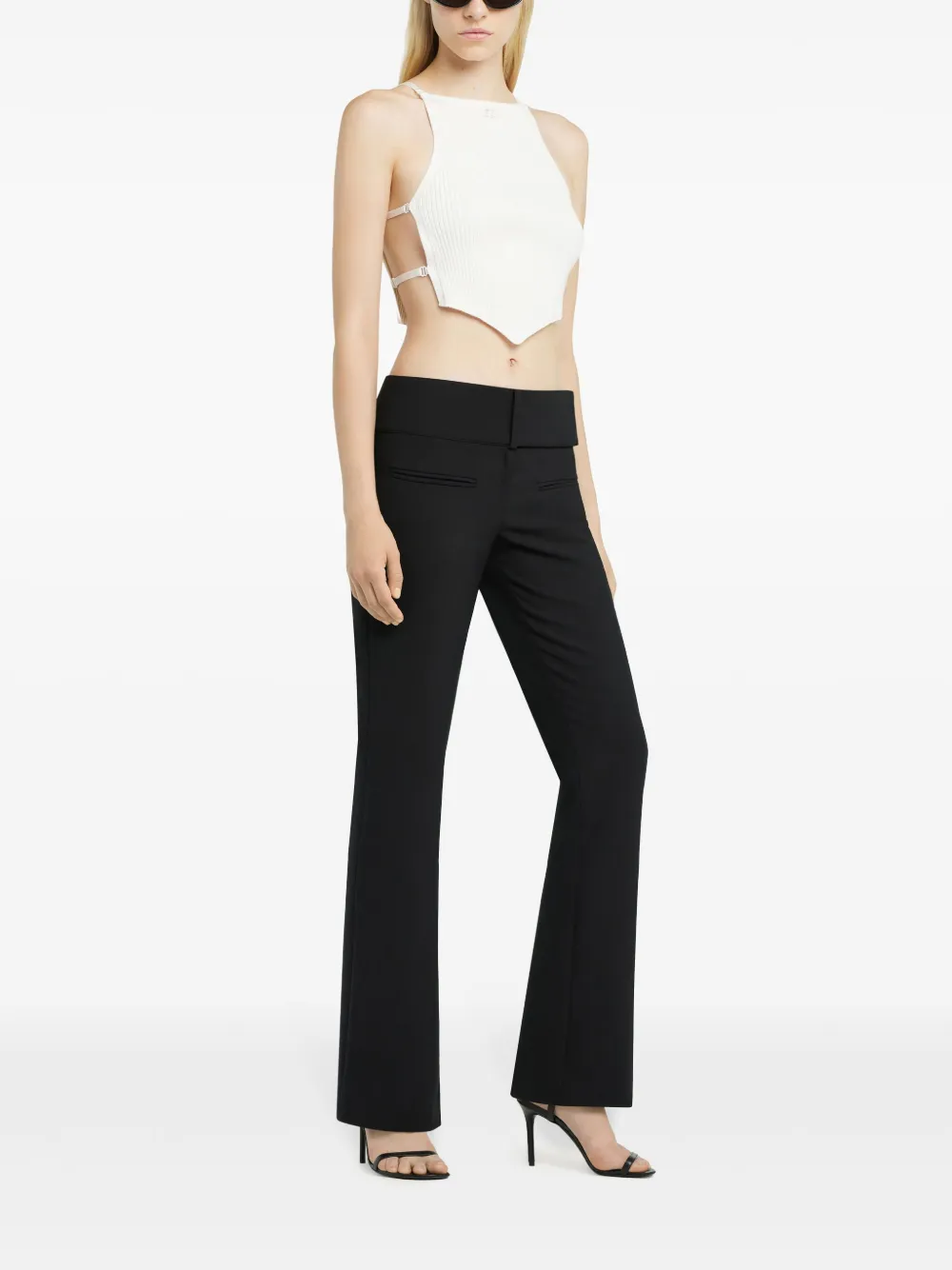 Shop Courrèges Ribbed-knit Crop Top In 白色