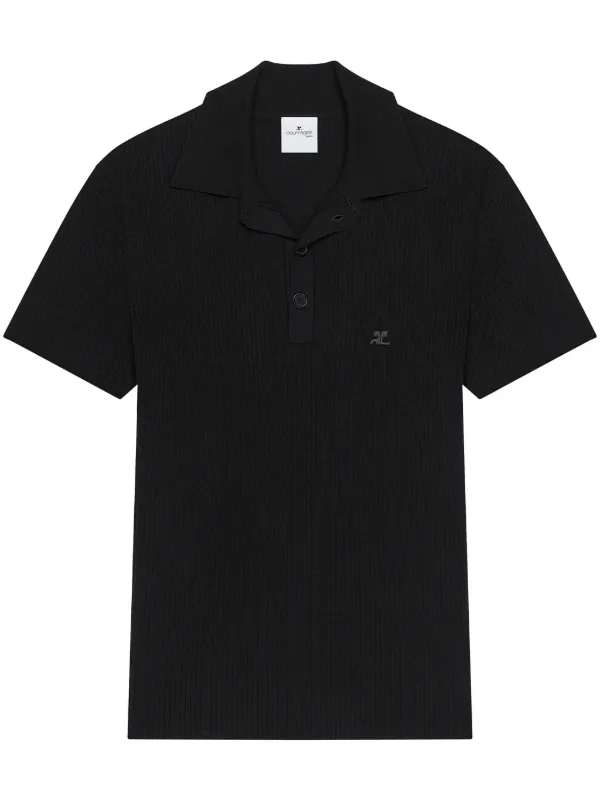 Courrèges Ribbed Polo Shirt in Black