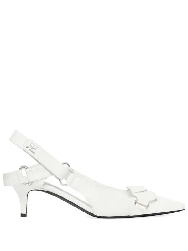 Courrèges Racer Slingback Pumps in White