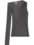 Courrèges striped mesh top - Black