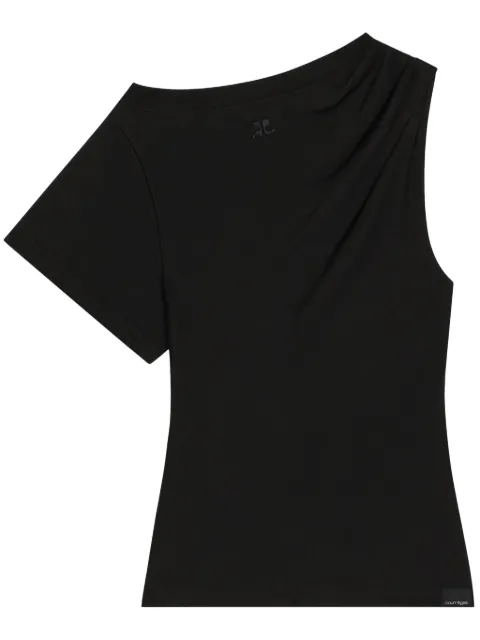 Courrèges playera drapeada con diseño asimétrico