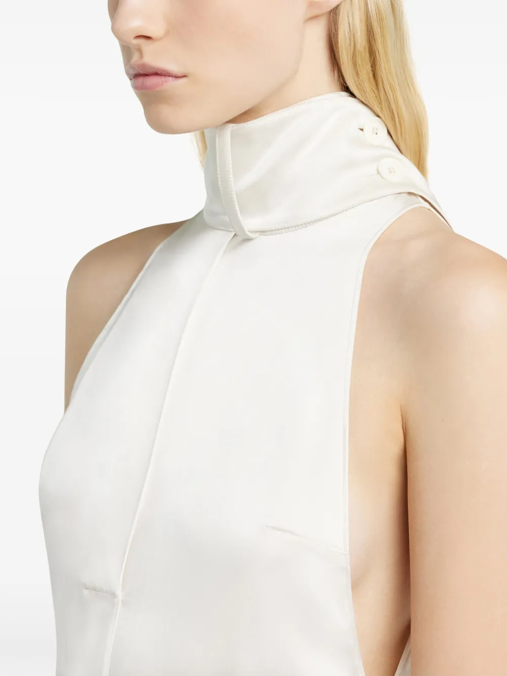 Courrèges Jurk met aangehechte sjaal Beige