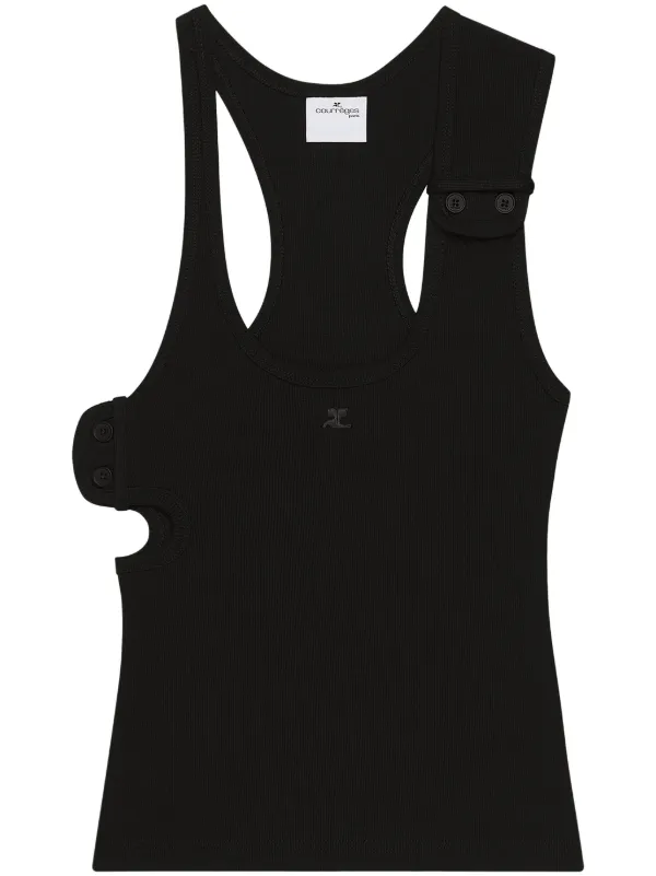 courrèges ブラック リブ編み タンクトップ M Courrèges 90's リブ タンクトップ | ブラック | FARFETCH JP