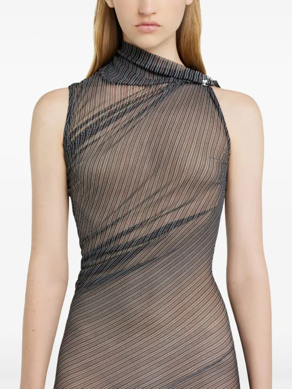 draped mesh dress Women's Judith A-line Draped Mesh Silk Floor Length Dress XS/S/M/L/XL Beige MEAN BLVD Beige / L