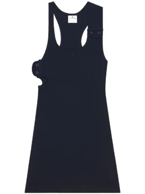 Courrèges エナメル ノースリーブミニドレス ミニワンピース ネイビー Courrèges エナメル ノースリーブミニドレス ミニワンピース