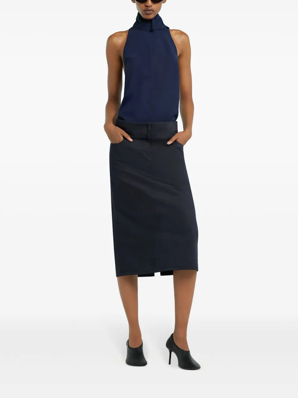 Courrèges Midi-rok met ceintuur - Blauw