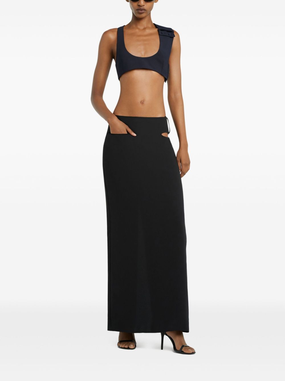 Courrèges Maxi-rok met uitgesneden detail - Zwart