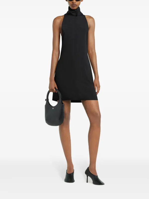 【関税込み】Courreges ブラック スカーフ ミディアムワンピース スカーフ付きAラインミディアムドレス/MIRIN - カラードレス