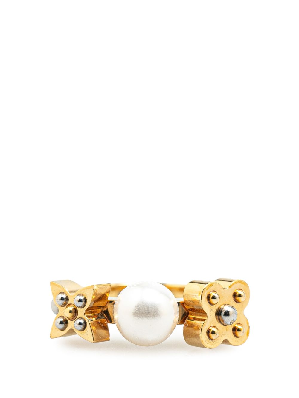 2014 Gold Plated Monogram Pearl costume ring