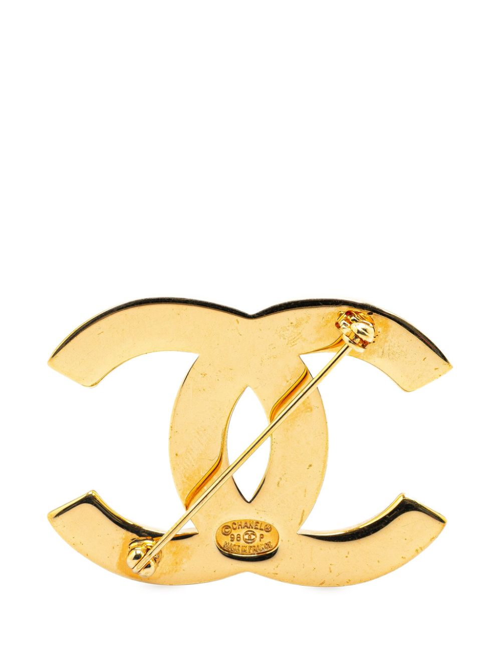 CHANEL Pre-Owned 1998 Gold Plated CC costume brooch - Goud