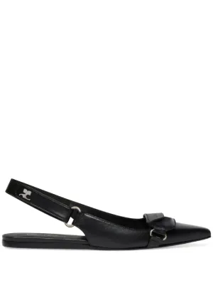 MM6 Maison Margiela Atomic サテン フラットシューズ | ブラック