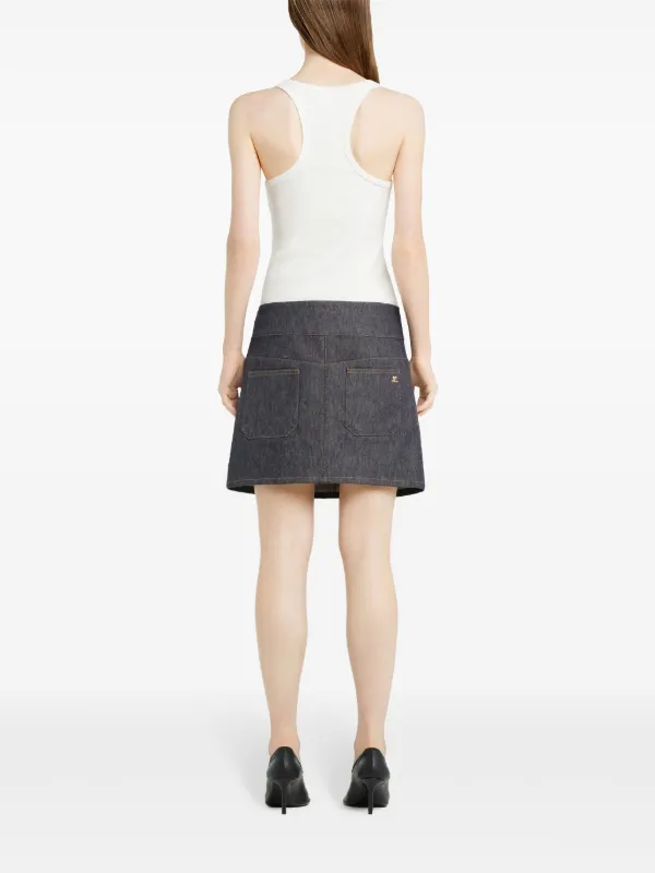Courrèges Belted Denim Mini Skirt | Grey | FARFETCH