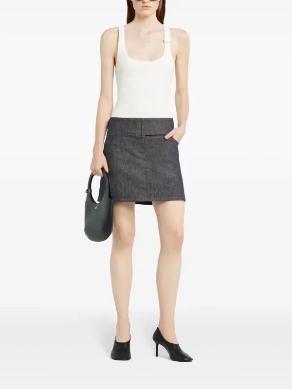スカート COURREGES COTTON DENIM MINI SKIRT Courrèges Belted Denim Mini Skirt | Grey | FARFETCH CA
