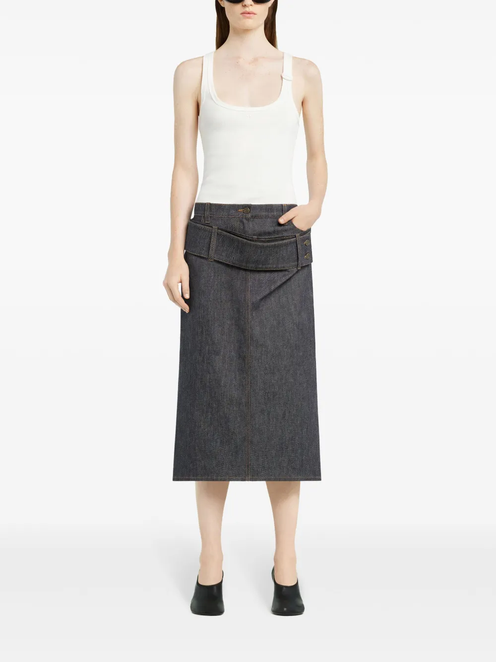 Courrèges Denim rok met dubbele riem - Grijs