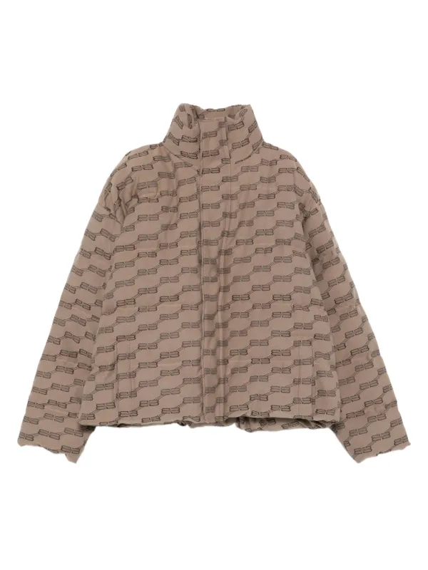 Balenciaga Logo-pattern Quilted Padded Jacket in Brown
