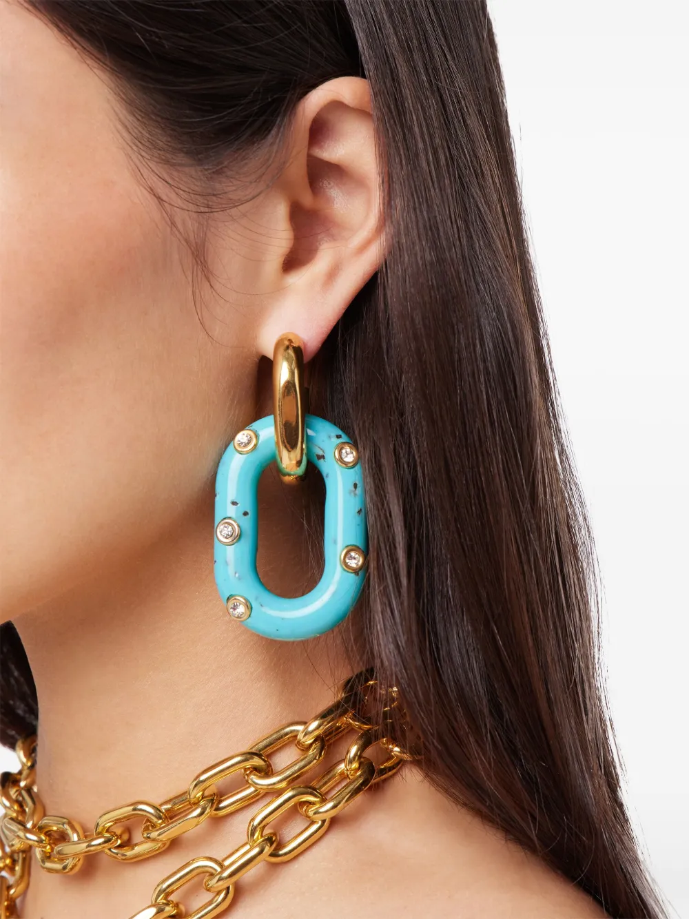 Rabanne Xl Link Earrings In Blue