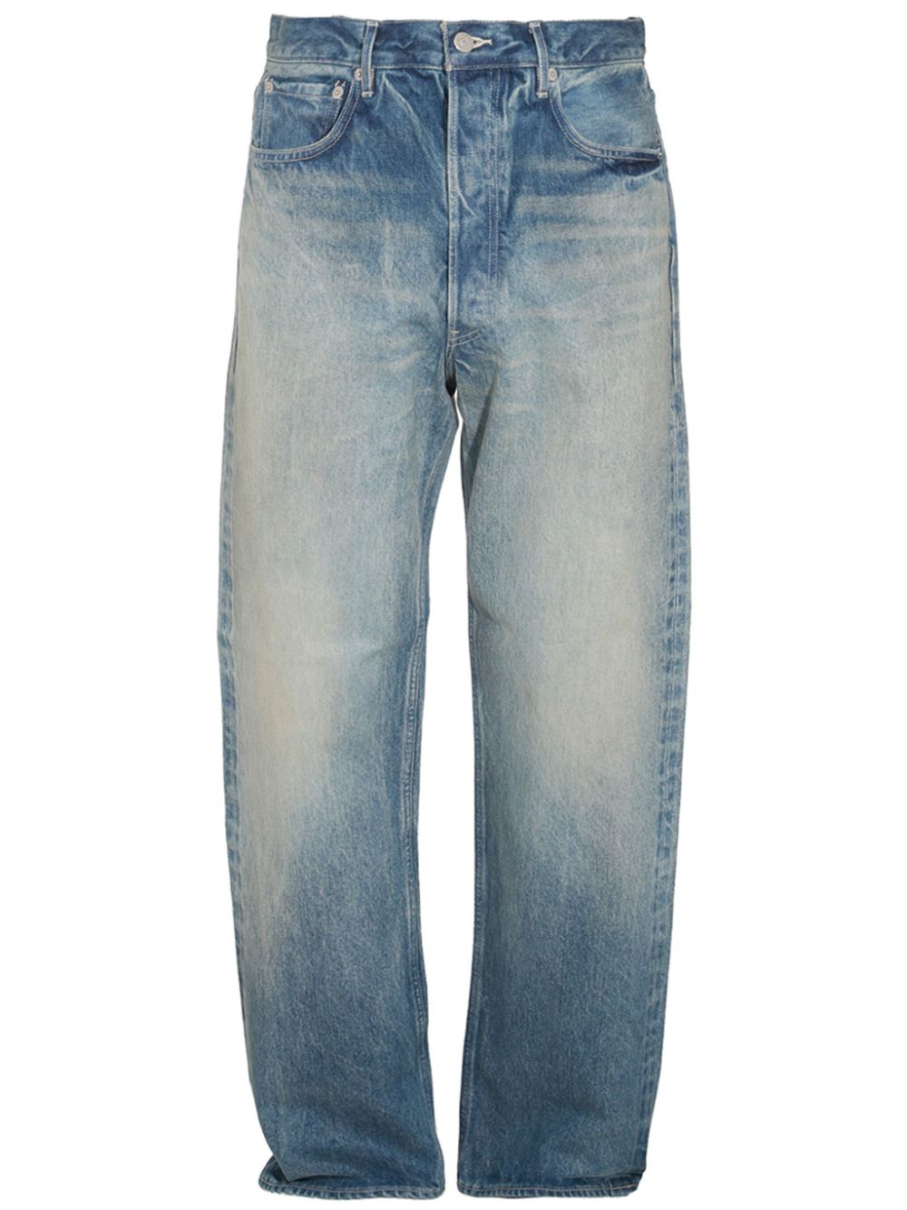 wide-leg faded jeans