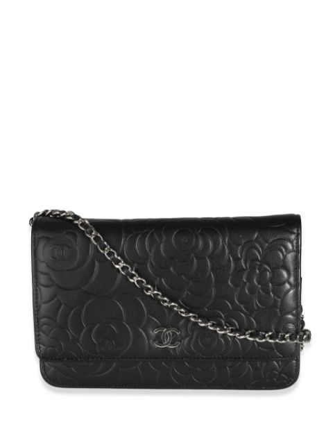 CHANEL 2014 Camelia-embossed wallet-on-chain Women