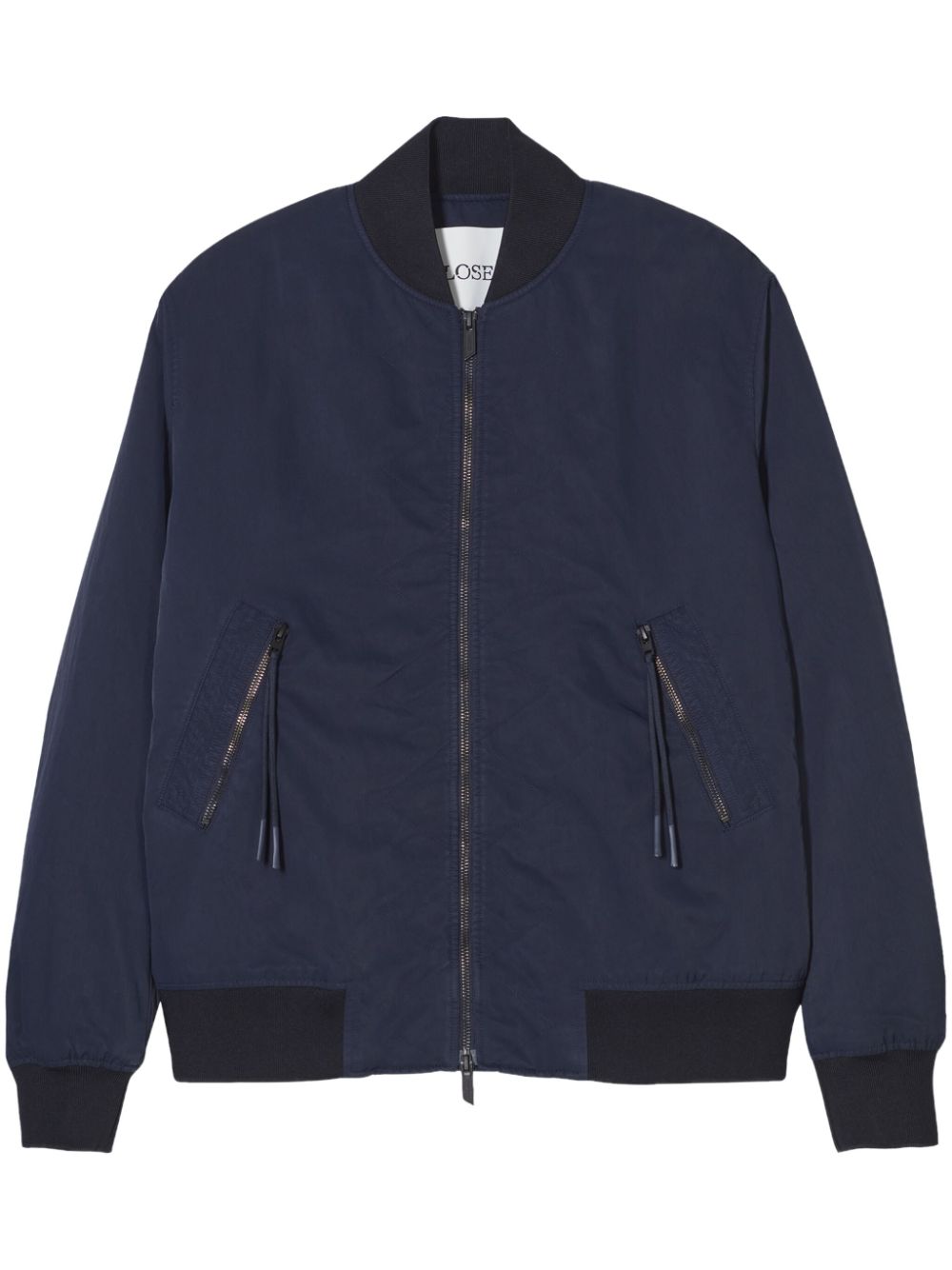 Closed zip-up bomber jacket Blauw