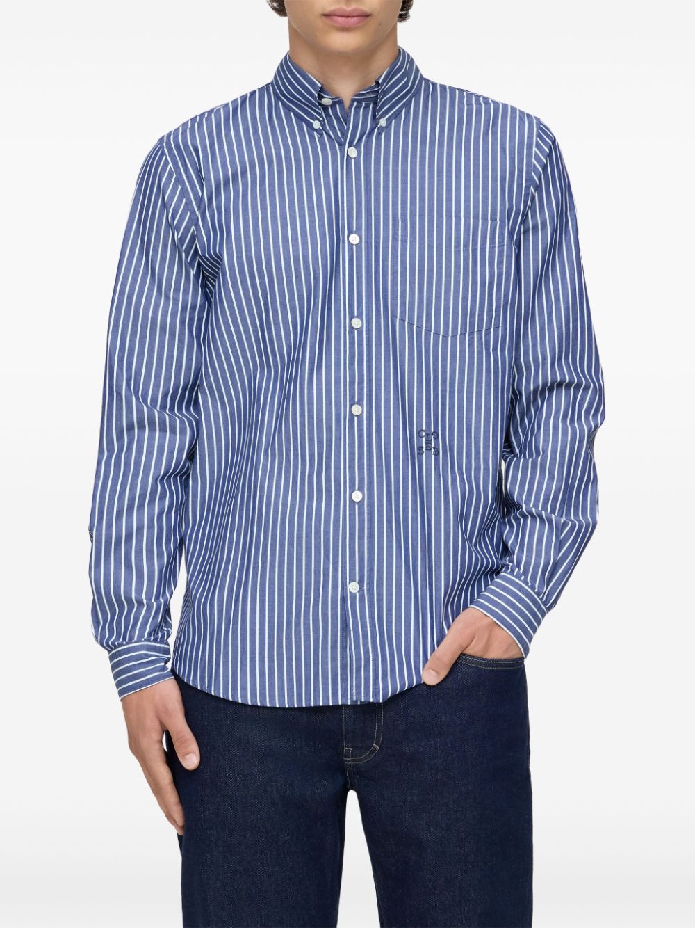 Closed button-down shirt - Blauw