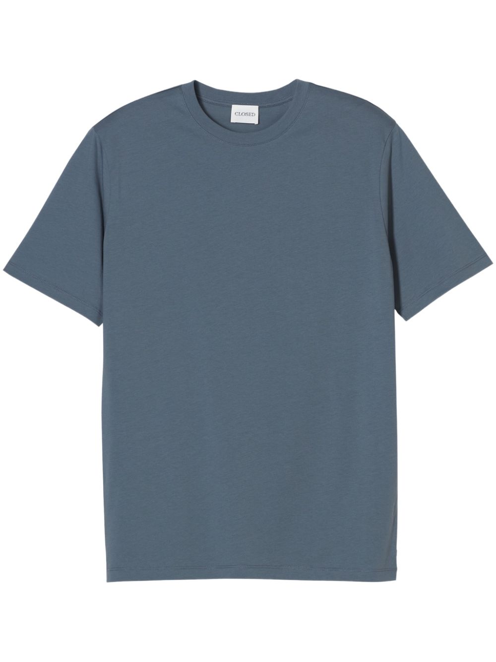 Closed cotton T-shirt Blauw