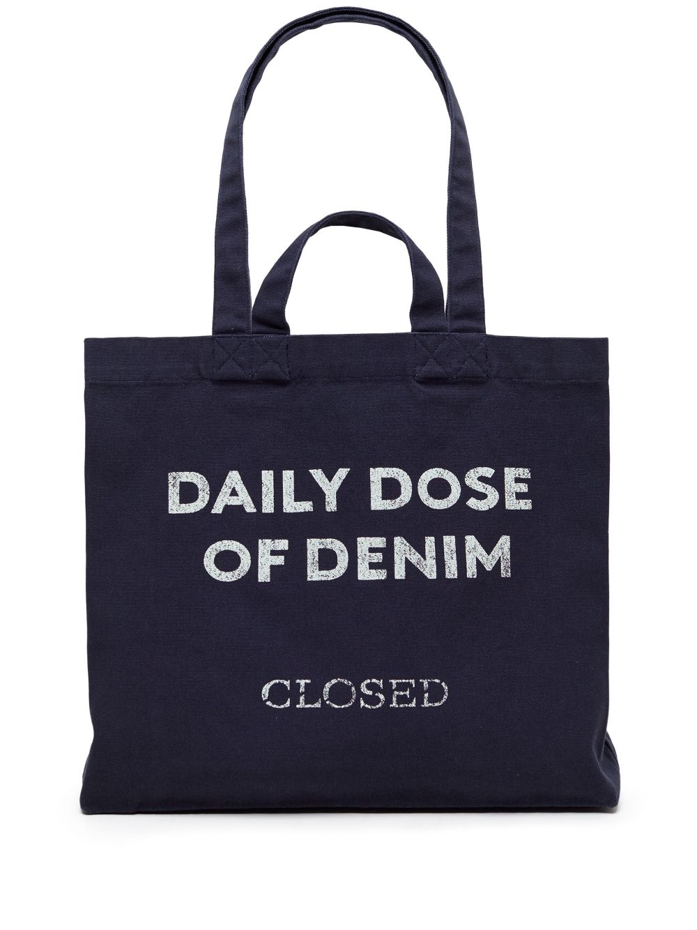 Closed slogan-print tote bag - Blue