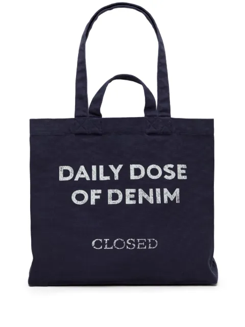 Closed slogan-print tote bag