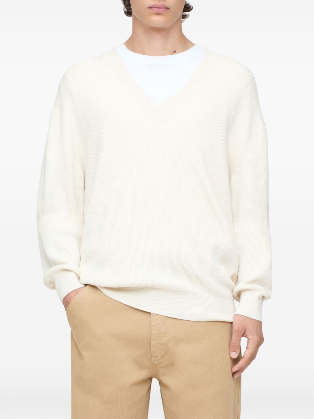 Closed V-neck sweater - Wit