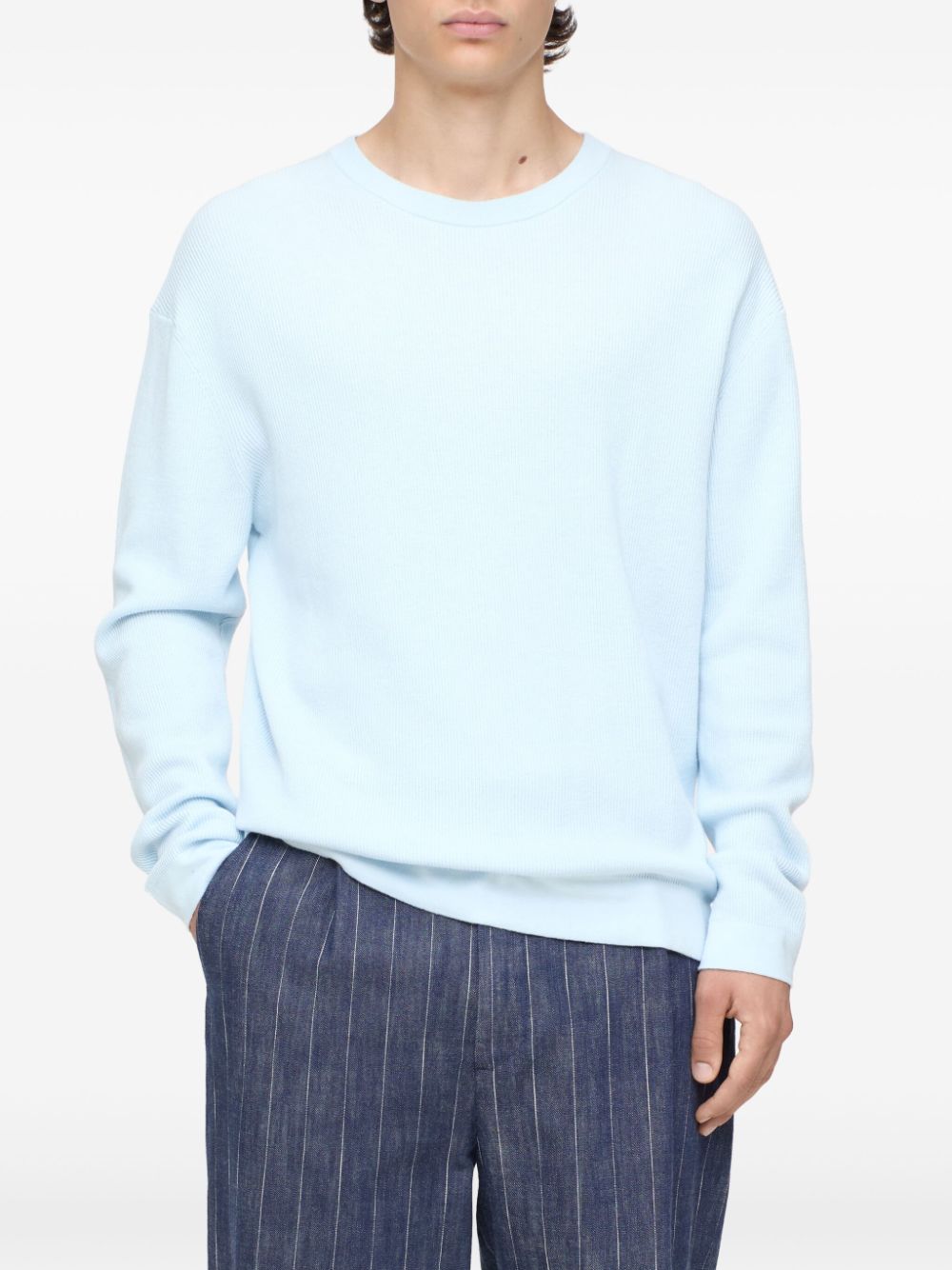 Closed fine-knit sweater - Blauw