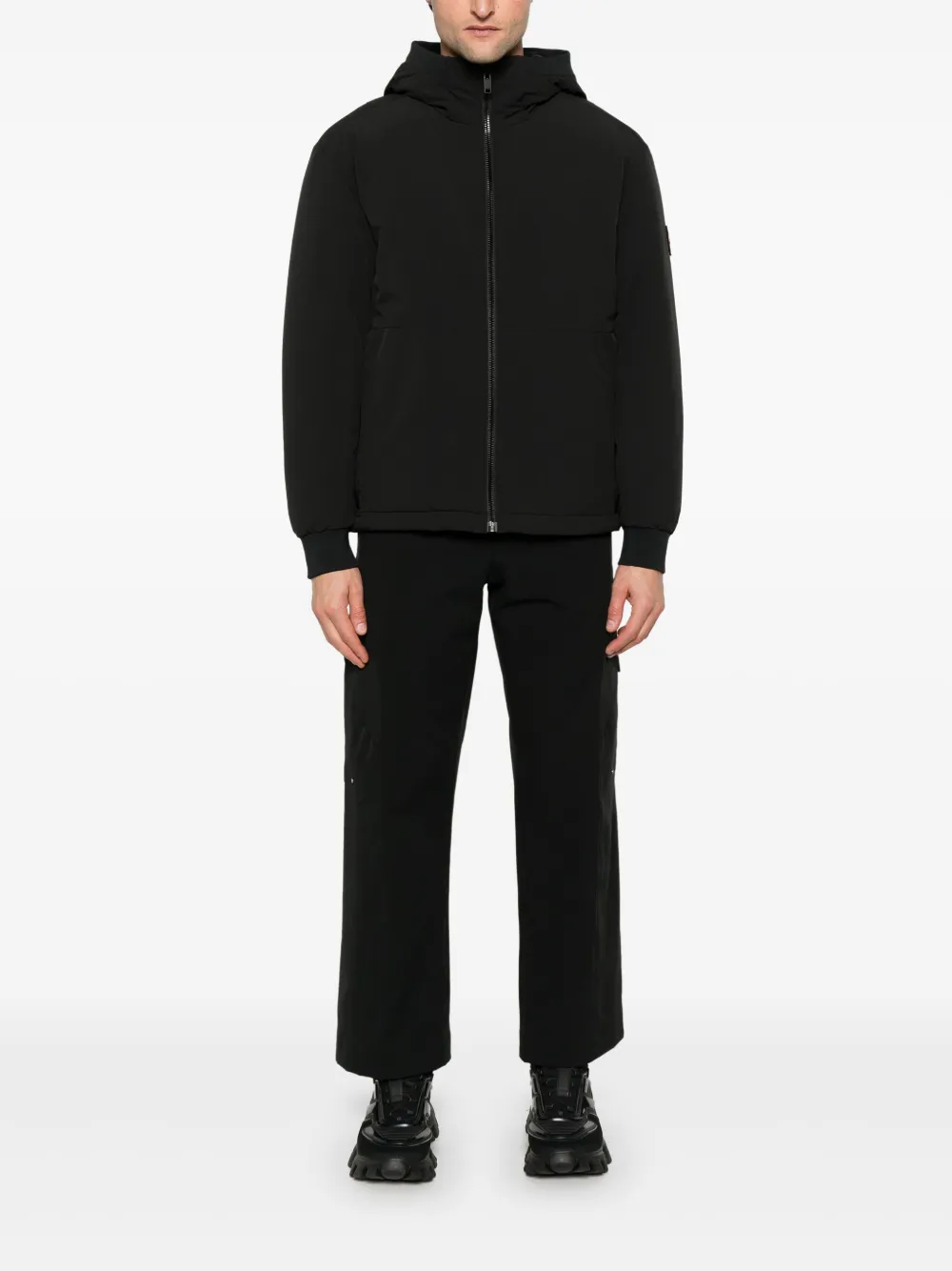 BOSS padded hooded jacket - Zwart