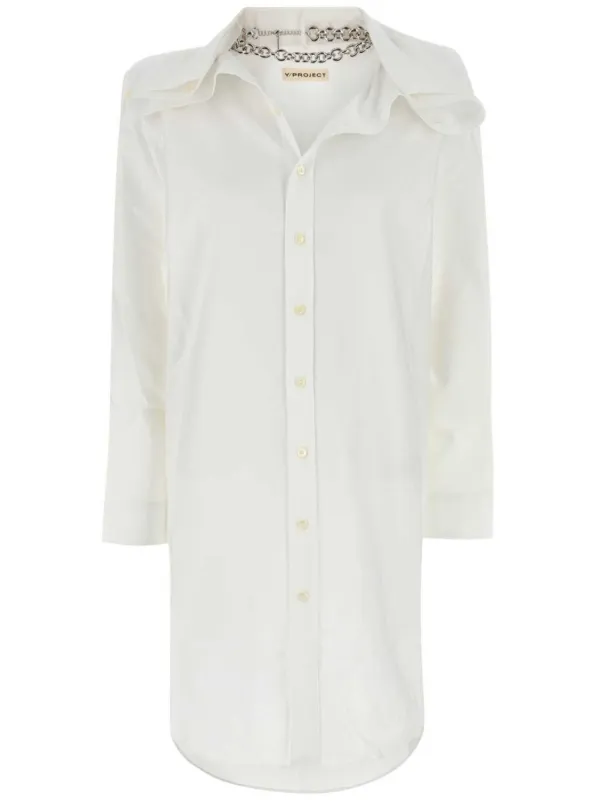 Y/Project Oxford Shirt Dress in White