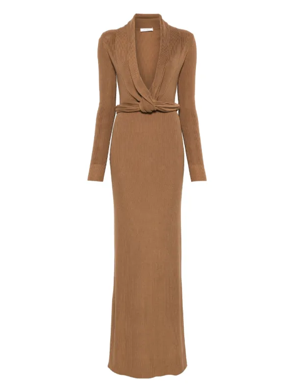 aya muse brown dress Liam Faux Suede Maxi Dress - Dark Chocolate