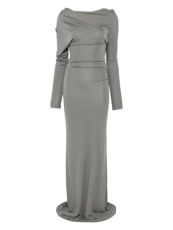 aya muse grey dress Aya Muse one-shoulder Draped Maxi Dress | Grey